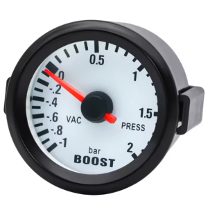 Ceas boost / presiune turbo 52 mm – universal, iluminare LED albastra, alimentare 12V